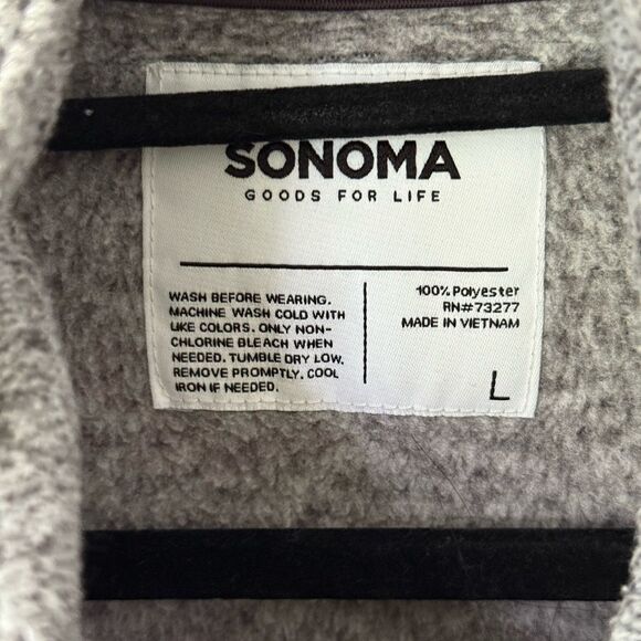 Sonoma Men's Heather Gray Quarter Zip Fleece Casual Pullover Sweater - Picture 4 of 6